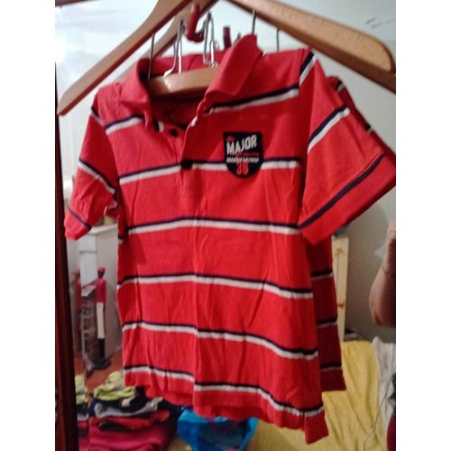 Polo Rayé Rouge/ Noir 6 Ans Vintage Années 90 Sergent Major.
