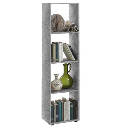 Bibliothèque 4 Niches 140,5x33x36,5 Cm Gris Béton - Voska
