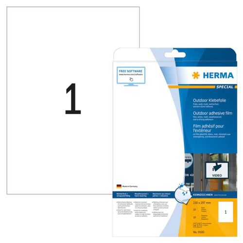 HERMA Special - Étiquettes en film mat autocollant polyéthylène pour extérieur - blanc - A4 (210 x 297 mm) 10 étiquette(s)