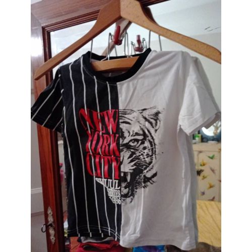 Tee-Shirt Blanc/Noir Imprimé Rouge 4 Ans Dany Kids.