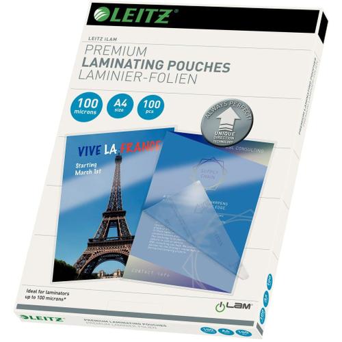 Leitz - 100 - brillant, cristal - A4 (210 x 297 mm) pochettes plastifiées