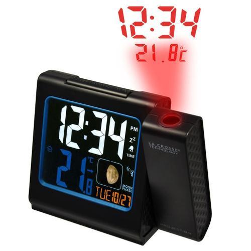 La Crosse Technology Wt551-Bla Réveil Radio-Piloté Avec Projection Rouge Et Écran Lcd Coloré Noir