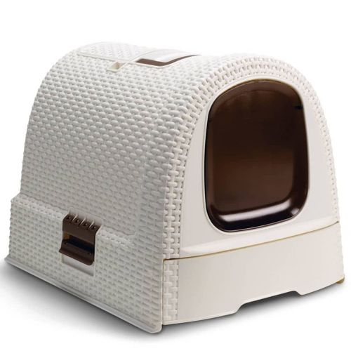 Maison De Toilette Fermée Pour Les Chats Curver Plastic D Blanc