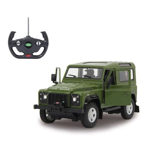 Jamara 405155 - Land Rover Defender 1 14 Vert Portes Manuelles -Voiture Rc Sous Licence Officielle Environ 1 Heure De Conduite 9 Km H Intérieur Détaillé Finition De Haute Qualité Éclairage Led