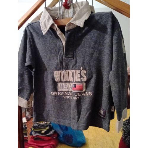 Polo Gris Motif Crème 3 Ans Winkie S Jeans.