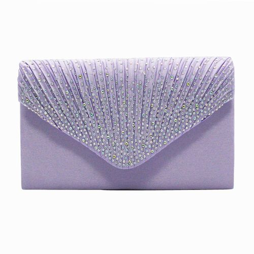 Satin de soie ab couleur perçage à chaud lettre Pack élégant euroamerican Wind banquet sac Violet clair