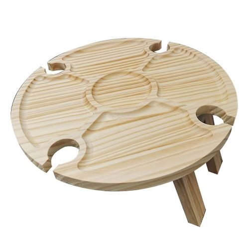 Table De Pique-Nique Pliante Extérieure En Bois Porte-Verre À Vin Porte-Bagages À Fromage Tableau De Collation