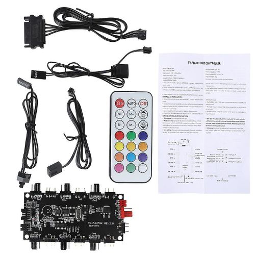 1 à 8 Multi Way Splitter PWM FAN+ARGB LED 2 en 1 Hub Contrôleur Sans Fil