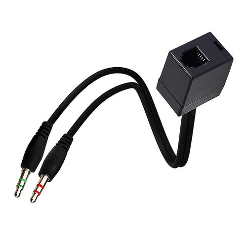 RJ9 to 3.5mm Telephone Adapter Cable RJ9 Female to 3.5mm Dual Male Convert