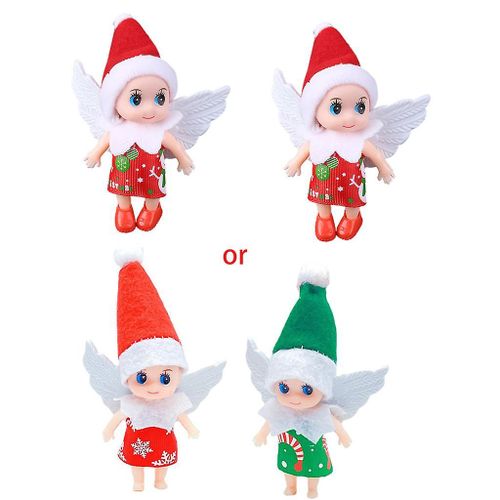 2pcs Christmas Elf For Doll With Angel Wing Movable Arms Legs Mini Twin Baby Boy Girl Figure Xmas Miniature Toys Accessories Xmas Holiday Gifts