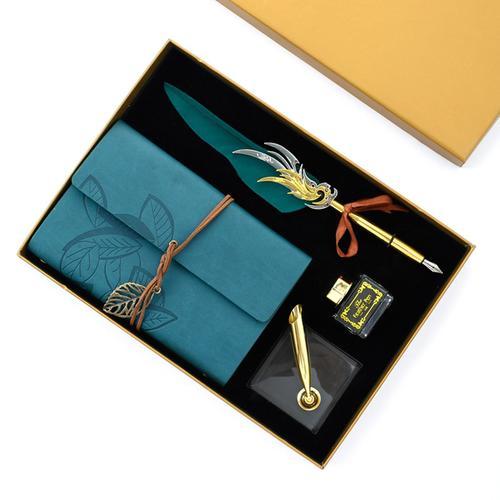 Retro Calligraphie Plume Dip Plume Stylo Écriture Encre Notebook Set Base Stationery Gift Box