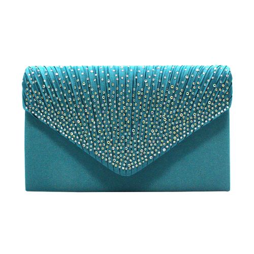 Satin de soie ab couleur perçage à chaud lettre Pack élégant euroamerican Wind banquet sac lac bleu