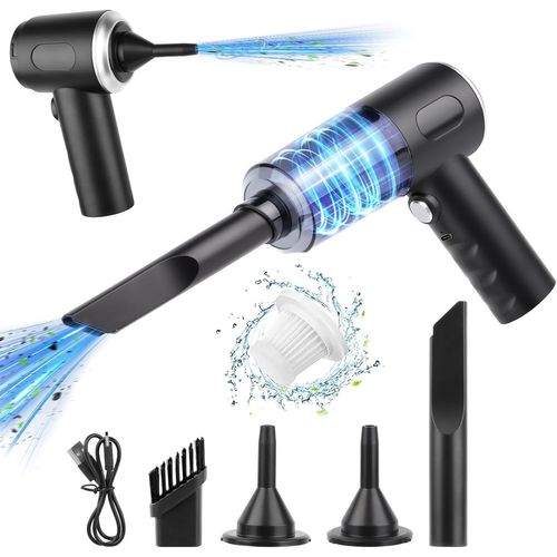 3 en 1 Souffleur Air Comprimé et Aspirateur, 6000PA Portable Mini Aspirateur a Main, Aspirateur de Table avec Moteur sans balais et Lumières LED pour Maison Voiture Table