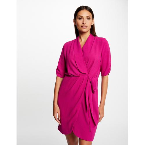 Robe Portefeuille Manches 3/4 Framboise Femme