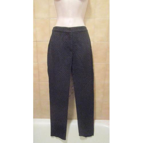 Pantalon Noir, Assez Épais, Motif Ton Sur Ton, Slim. Marque : Claudie Pierlot. T. 30 Xxs Ou 15/16 Ans