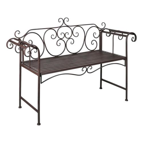 Banc De Jardin Meuble De Patio D'extérieur Terrasse 132 X 46 X 85 Cm Acier Antique Marron Helloshop26 02_0011237