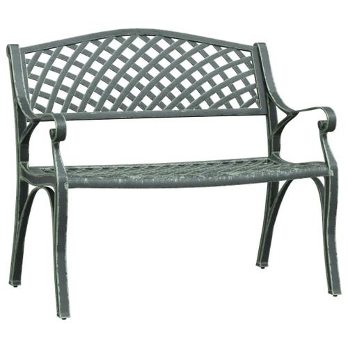 Banc De Jardin Meuble De Patio D'extérieur Terrasse 102 X 50 X 83 Cm Aluminium Coulé Vert Helloshop26 02_0011148