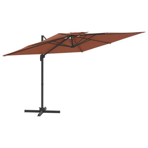 Parasol Meuble De Jardin Cantilever À Double Toit 400 X 300 Cm Terre Cuite Helloshop26 02_0008162