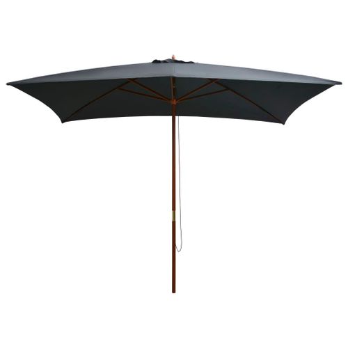 Parasol D'extérieur Avec Mât En Bois 200 X 300 Cm Anthracite Helloshop26 02_0008244
