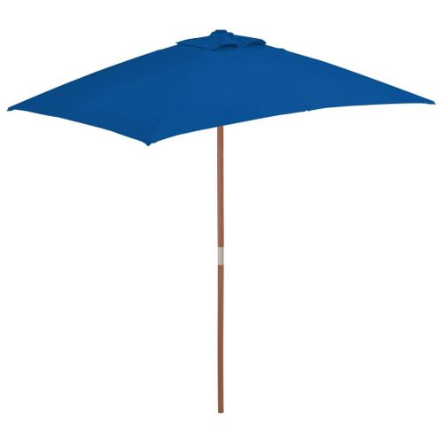 Parasol D'extérieur Avec Mât En Bois 150 X 200 Cm Bleu Helloshop26 02_0008254