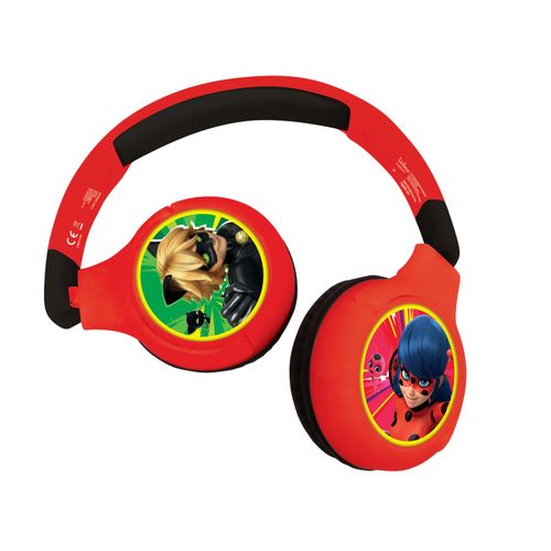 Casque 2 en 1 Bluetooth® et Filaire confortable et pliable pour enfants avec limitation de son design Miraculous