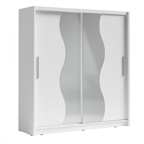 Armoire Collection Bahia, 2 Portes Coulissantes Avec Miroirs, Penderie Intégrée Coloris Blanc. 205cm