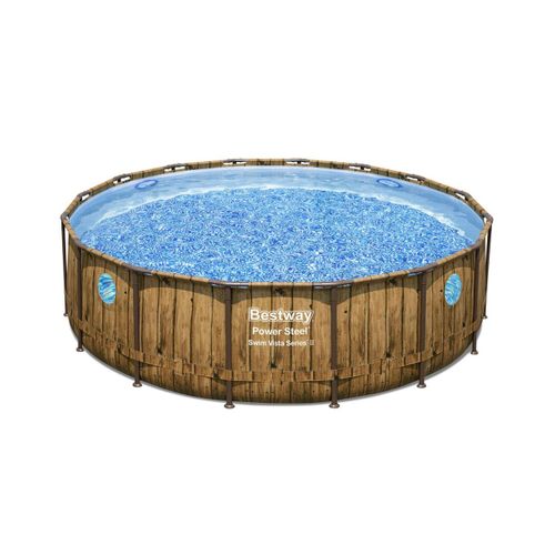 HILO - Piscine hors sol effet rotin brun 4,88 x 1,22 m