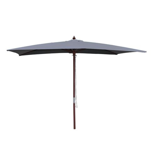 Pise - Parasol En Bois Rectangulaire Toile Grise