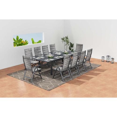 Berana 10 : Table De Jardin Extensible 10 Personnes + 10 Fauteuils En Aluminium