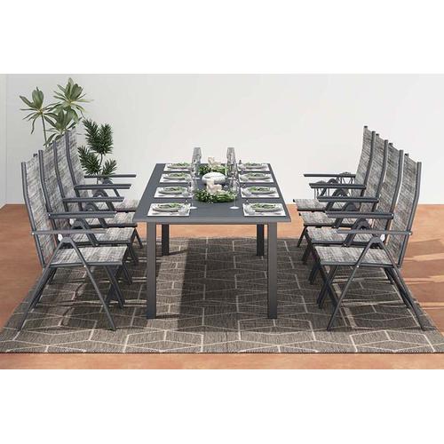 Berana 8 : Table De Jardin Extensible 10 Personnes + 8 Fauteuils En Aluminium