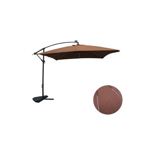 Solenzara Néon Gris : Parasol Led Déporté 3x3m