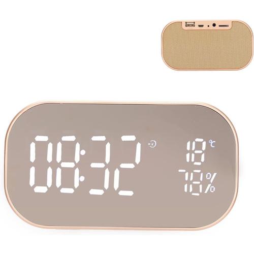 Radio-Reveil Avec Fm,Enciente Bluetooth,Reveil Lumineux Affichage Led,Radio Fm Numerique Thermometre Interieur Pour Chambre,Maison,Bureau