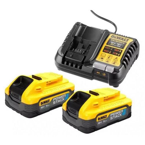 Pack 2 batteries POWERSTACK XR 18V 5Ah LI-ION + chargeur - DEWALT - DCB1104H2-QW