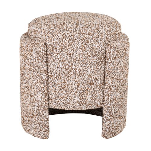 Pouf Rond Bouclettes Écrues Et Marron