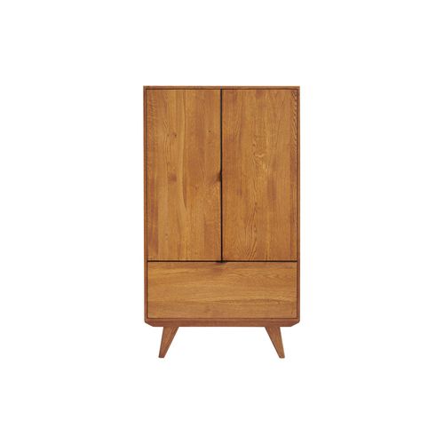 Buffet Haut Rétro En Bois 2 Portes 1 Tiroir L80 H140 Noir