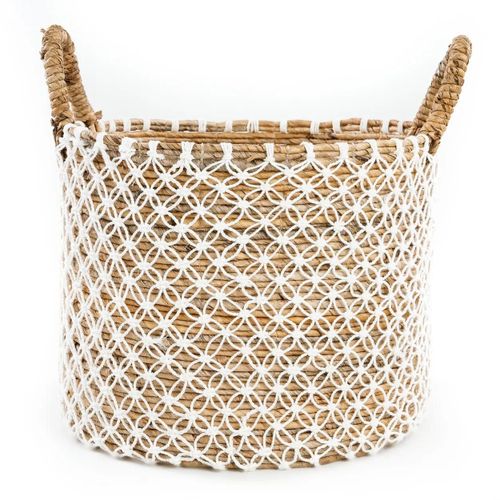 Panier en herbes de mer naturel blanc h31