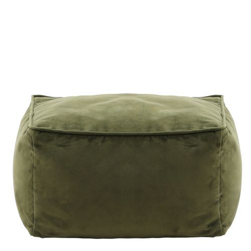 Repose-Pieds Carré Velours Vert Olive