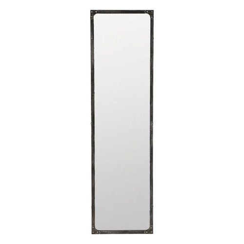 Grand miroir rectangulaire industriel en métal effet rouille 46x165