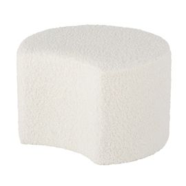 Pouf Tissu Écru Effet Laine Bouclée