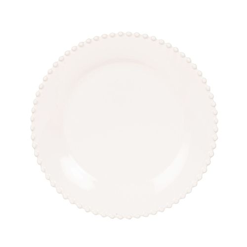 Assiette À Dessert Bord Perles En Faïence Blanche