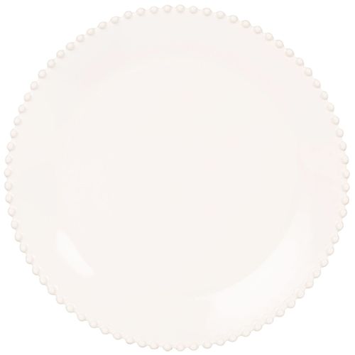 Assiette Plate Bord Perles En Faïence Blanche