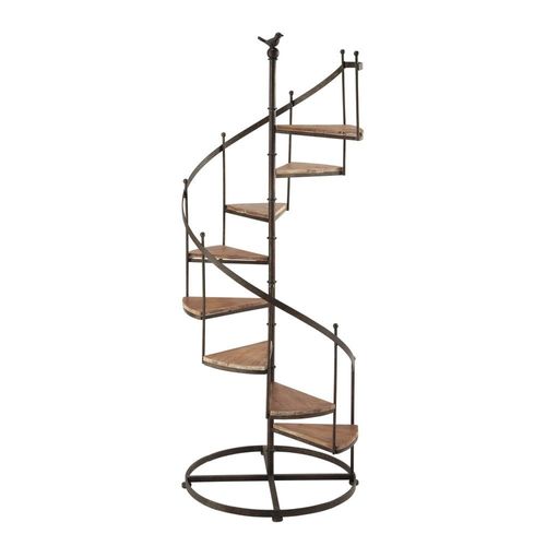 Étagère Escalier En Sapin Et Métal Effet Rouille