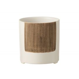 Cache-Pot En Céramique Blanc 14.5x14.5x15.5 Cm