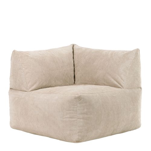 Pouf Angle Modulable Velours Côtelé Beige Galet