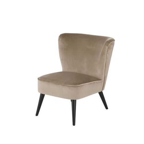 Fauteuil Vintage En Velours Beige