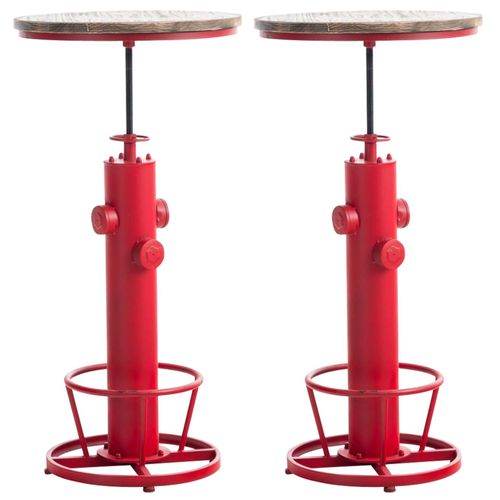 Lot 2 Tables Hautes Réglable En Métal Rouge