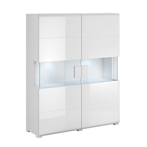 Vaisselier 2 Portes Avec Led Stratifiés Blanc