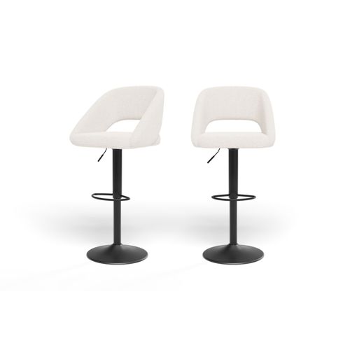 Lot De 2 Tabourets De Bar En Tissu Blanc Piètement Noir
