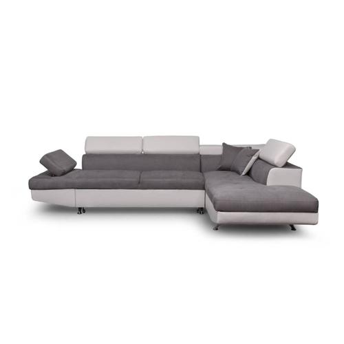 Canapé D'angle Rio Convertible Avec Coffre En Microfibre Et Simili - Angle Droit, Blanc Et Gris