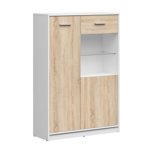 Vaisselier 2 Portes Stratifiés Beige Et Blanc